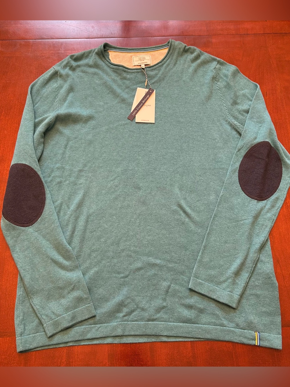 Springfield Teal Crewneck with Dark Elbow Patches